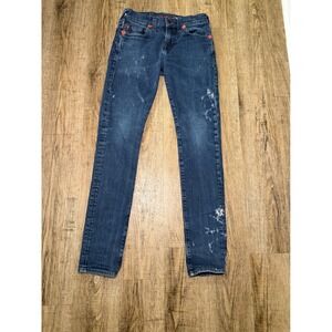 True Religion Manchester United Distressed Slim Jeans 28 Dark Wash Red Hardware